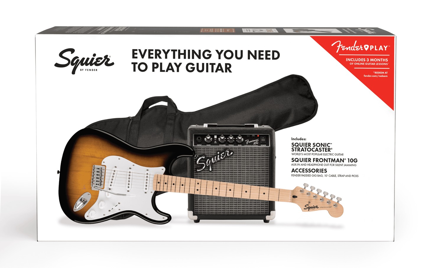 Squier Sonic Stratocaster Pack, 2-color Sunburst 10G-120V