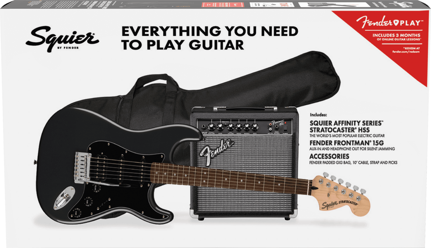 Squier Affinity Stratocaster Charcoal Frost Metallic Pack