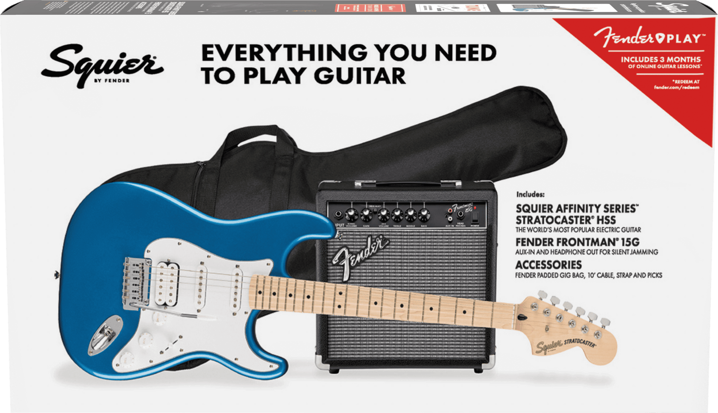 Squier Affinity Stratocaster Lake Placid Blue Pack, Black 15G-120V